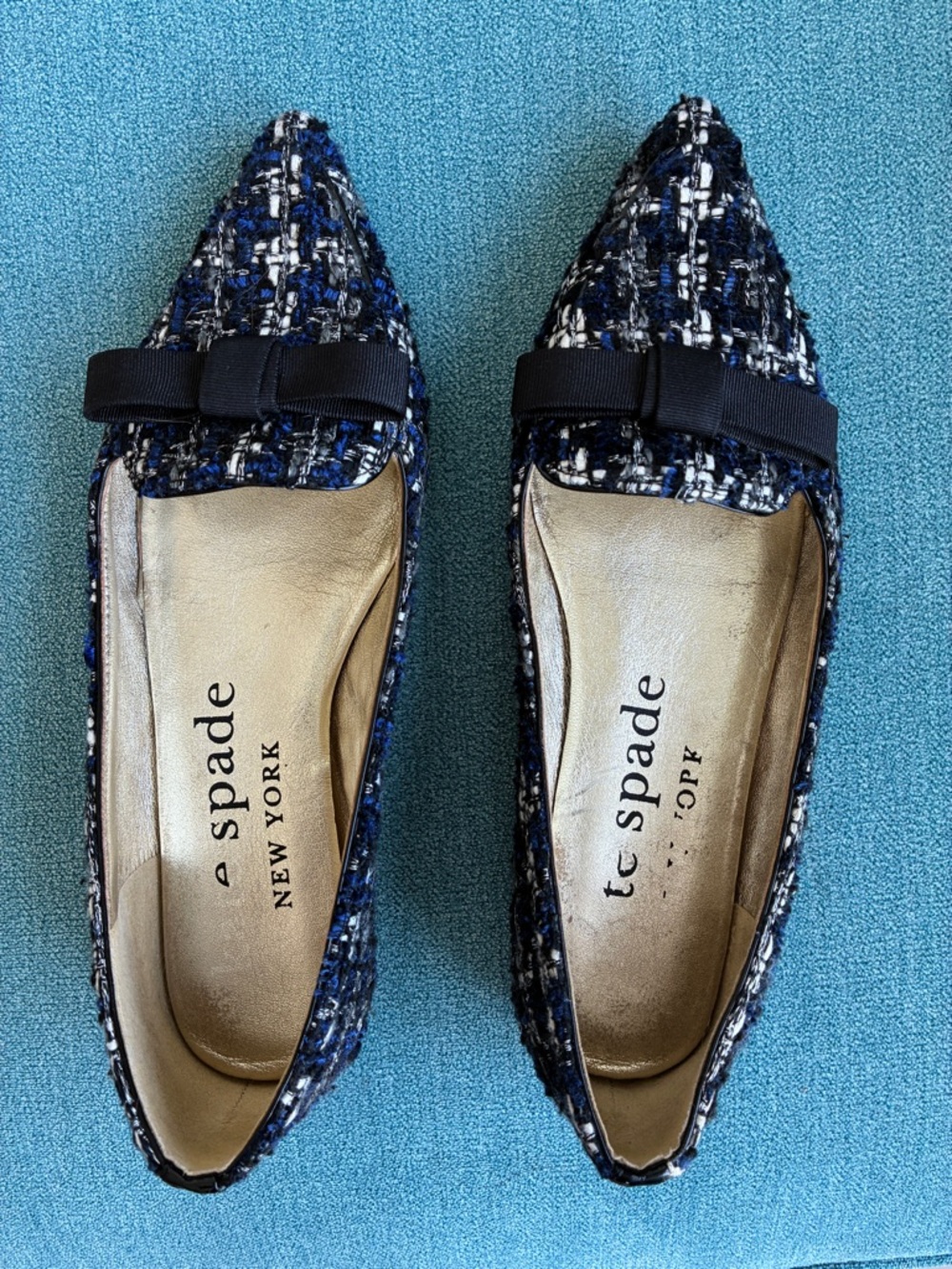 kate spade tweed flats with bow detail